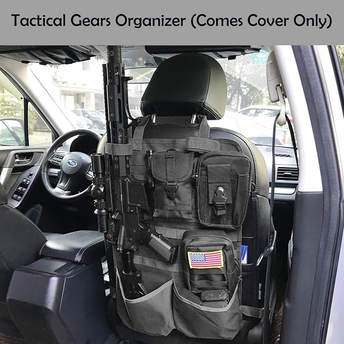 Tactical Seat Back Organizer Truck Gun Rack, 22.5" H x 14.5" W | Molle Panel, Storage Tools & Hunting Gear, Tactical Seat Covers for Car Protector, Universal Fit SUV Truck Pickup F150