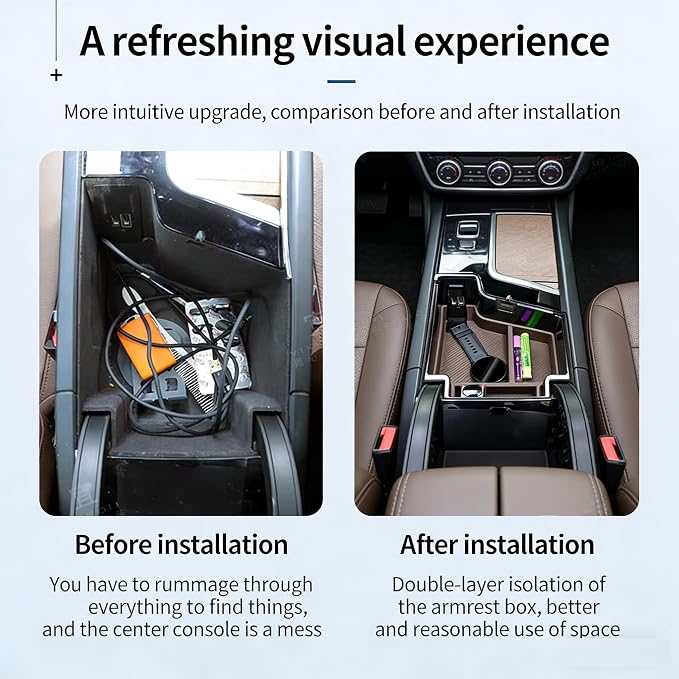 For Volvo Accessories Insert Armrest Tray Center Console Organizer, 2026 xc60 2026 XC90 Middle Console Organizer Tray, Storage Box (2018-2026 XC60 Black Storage box)