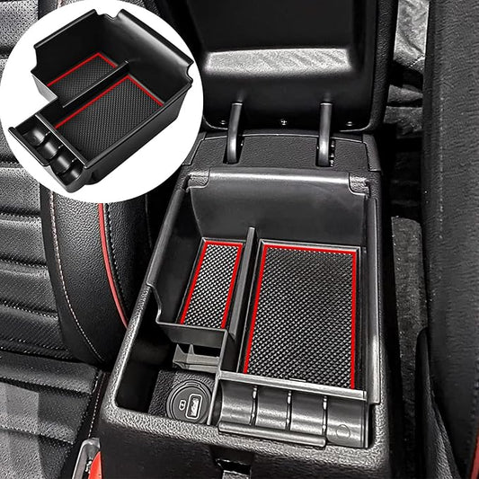 TACORBO Center Console Organizer Compatible with 2019-2024 Kia Forte LX/LXs/GT-Line/GT Insert Tray ABS Armrest Secondary Storage Box, Red