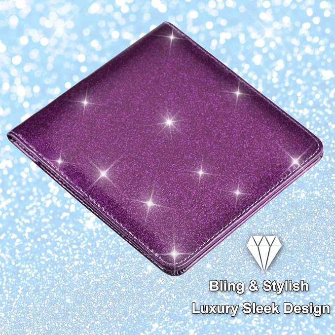 Cacturism Car Registration and Insurance Holder, Vehicle Glove Box Car Organizer Men Women Wallet Accessories Case for Cards, Essential Document, Driver License, Bling Purple