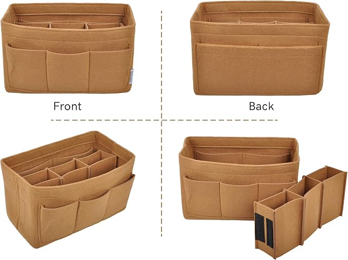 Vercord Felt Purse Organizer Handbag Insert Liner Shaper Bag in Bags for Speedy Neverfull Tote Brown Xlarge