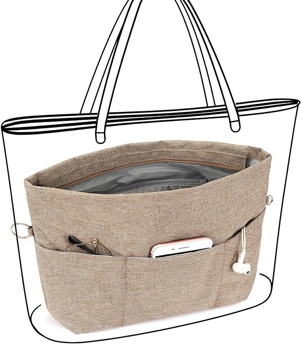 VANCORE Purse Organizer Insert for Handbags,Tote Bag Organizer Insert with Zipper Bag,Premium Handbag Organizer Inside Liner for Women