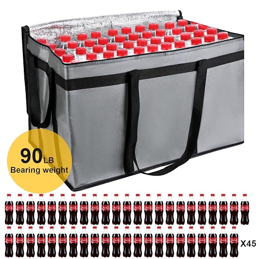 musbus 4 PACK XXXL Insulated Food Delivery Bag Cooler Bags Keep Food Warm Catering Therma for doordash Catering Cooler Bags Therma 22w x 14 lx 13d Shopper hot Grey