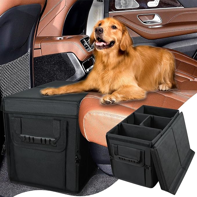 Car Seat Extender for Dogs, Backseat & Frontseat Extender for Large Dog up to 180 LBS, Foldable Seat Gap Filler for Most Cars with Detachable Lid
