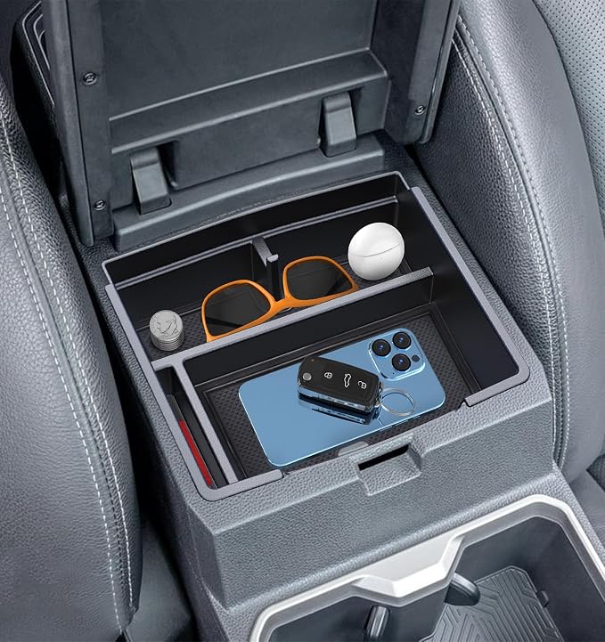 Sinvanho Center Console Organizer Compatible with 2024 2025 Toyota Tacoma (4th Gen) Accessories, Interior Insert Magnet Armrest Box Hidden Secondary Secret Privacy Storage Box Tray Coin Holder, 2 PCS