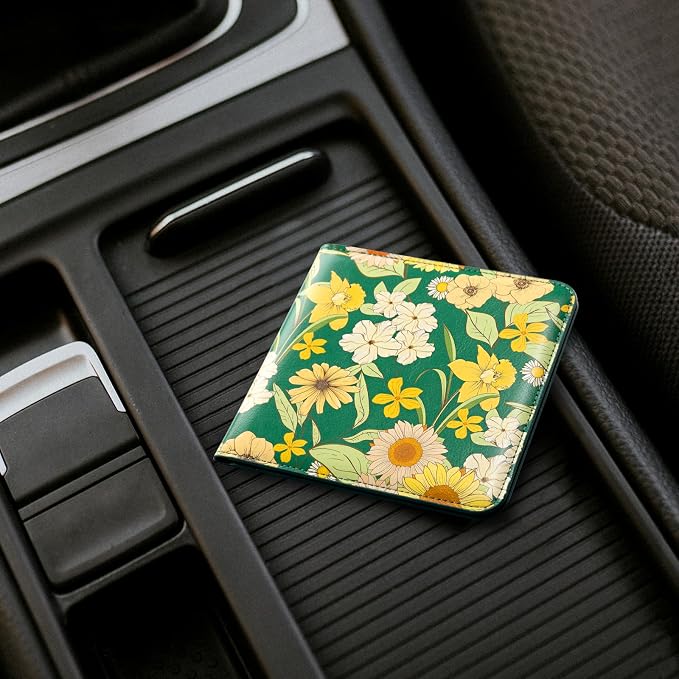 CoBak Car Registration and Insurance Holder - Vehicle Glove Box Car Organizer, Auto Truck Comparment Accessories Case for Essential Document, Driver License, Cards (Blossom Forest Green)