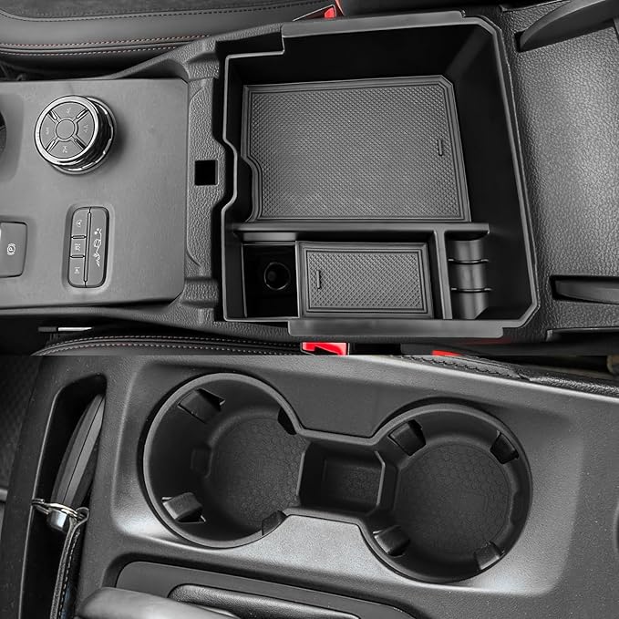 CDEFG 2Pcs for 2026 Ford Ranger Center Console Organizer for 2026 Ford Ranger (Raptor/Lariat/XLT/XL) Accessories Middle Console Tray Armrest Storage Box Cup Holder