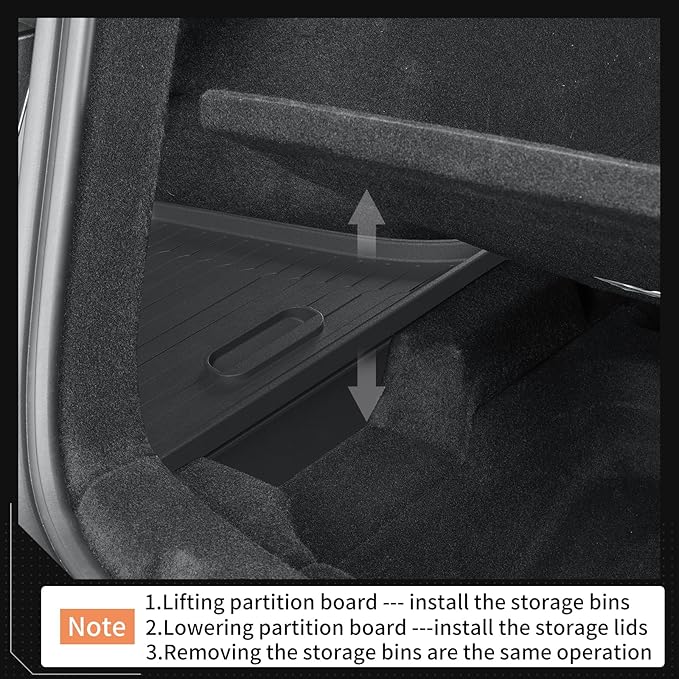 LUCKEASY Rear Trunk Storage Bins for Tesla Model Y Juniper 2025 2026 | Model Y Standard & Premium & Performance, Trunk Side Storage Box with Lids, Rear Cargo Garbage Bins, TPE, Accessories, Black
