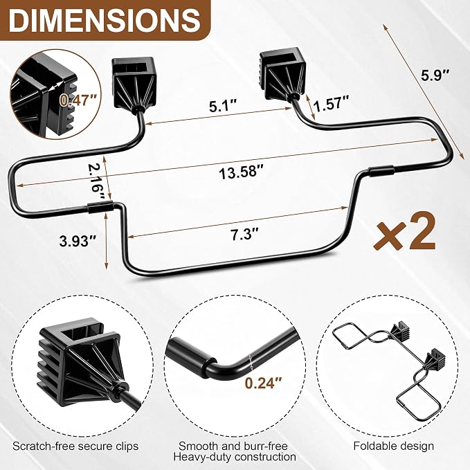 2 Pack Cowboy Hat Holder Rack for Truck SUV,Foldable Car Hat Holder, Car Clothes Hanger Bar Coat Hanger for Truck Seat Accessories, Automotive Seat Back Storage Organizer - Easy to Install