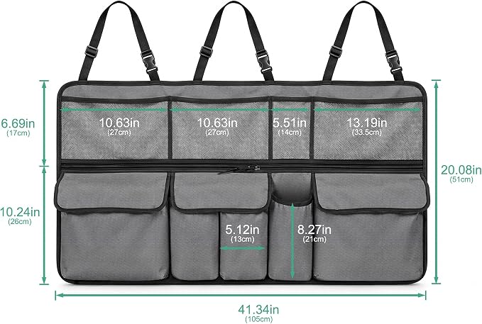 Hanging Car Trunk Organizer Fit For Hyundai Tucson Foldable Large Capacity 41.3x20 inch Backseat Trunk Organizers Storage, Car Accessories Interior, with Multi Pockets (Grey)