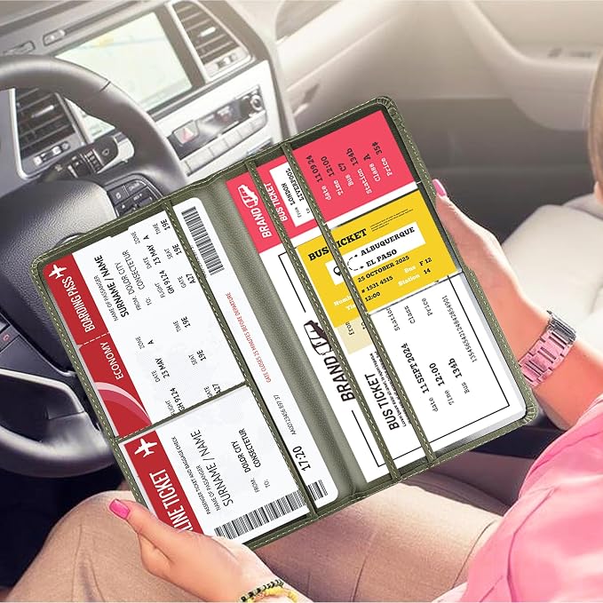 Car Registration and Insurance Card Holder - Leather Vehicle Glove Box Automobile Documents Paperwork Wallet Case Organizer for ID, Driver's License, Key Contact Information Cards
