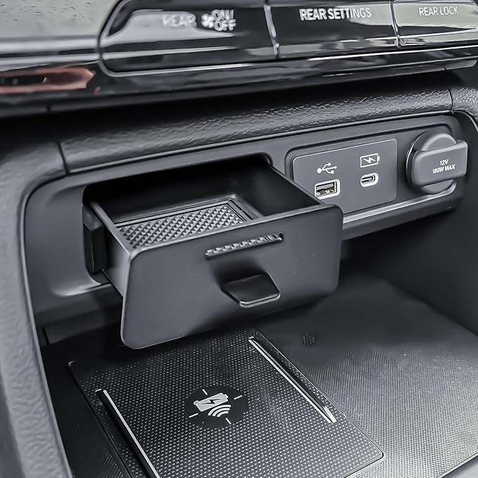 HGWEI Center Console Organizer Compatible with Honda Pilot 2023-2026 and Passport 2026 Interior Accessories, Hidden Glove Box Middle Armrest Drawer Storage Tray for Small Items (Not for Ridgeline)