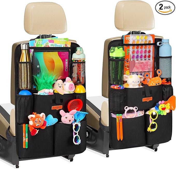SURDOCA Car Organizers and Storage, Upgraded Car Seat Organizer with 11-inch Touch Screen Tablet Holder, Backseat Car Organizer with 8 Pockets, Car Seat Protector Road Trip Essentials for Kids