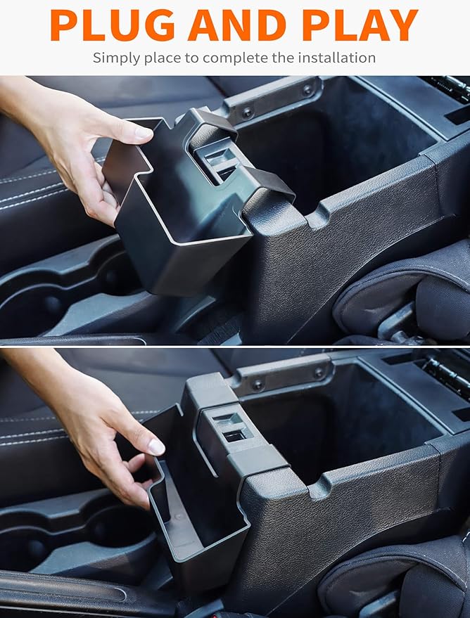 Savadicar JK Center Console Hanging Storage Box, Armrest Organizer Tray for 2011-2018 Jeep Wrangler JK JKU 2/4 Door, Interior Accessories, Patented Design, Black, 1 PCs