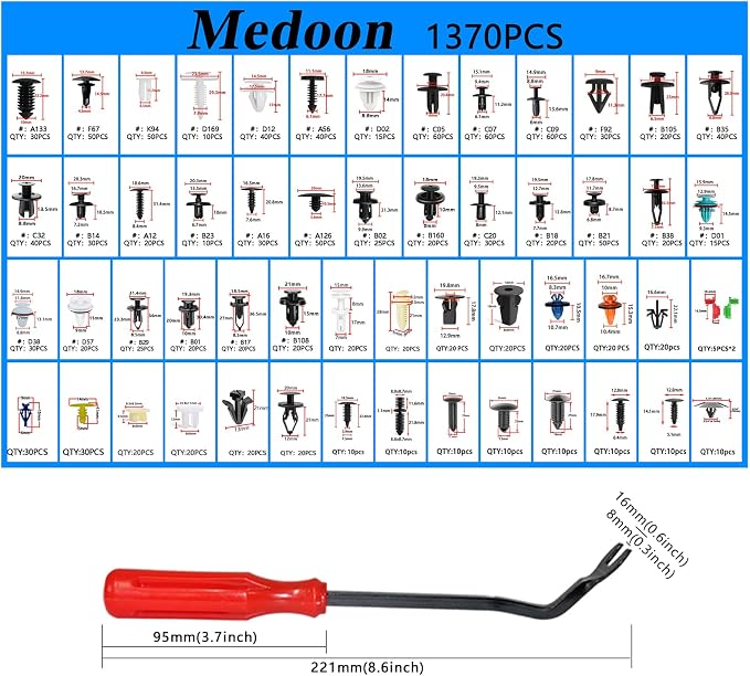 Car Retainer Clips 1501 PCS, 55 Sizes Car Panel Trim Clips Kits, Auto Push Fasteners for Ford GM Toyota Honda Chrysler BMW Benz Nissan Subaru Mazda Chevy GMC