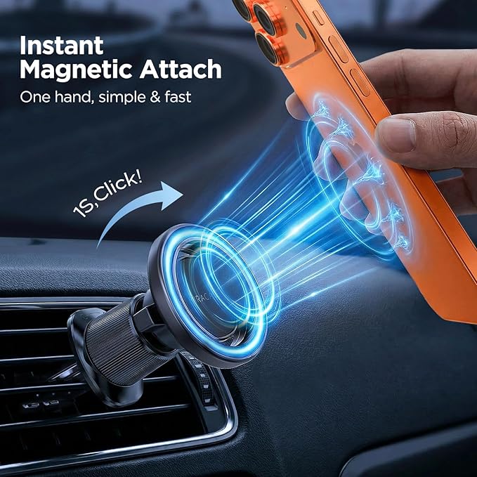 Miracase Car Phone Holder for Magsafe [Strong Magnets] Magnetic Phone Holders for Your Car, 360°Adjustable Air Vent Hands Free Cell Phone Mount Cradle Fit iPhone 17-12 & All Smartphones, Black