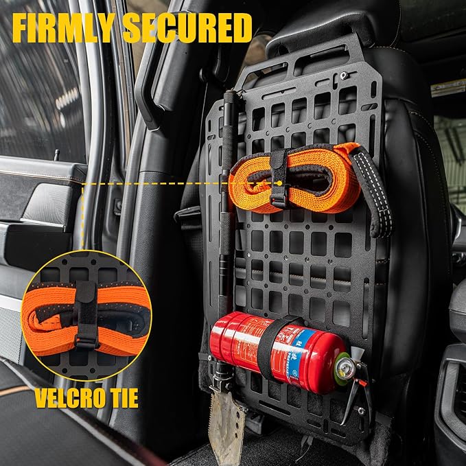 Tactical Seat Back Molle Panel Compatible with 2015-2026 Ford F150 Tactical Seat Back Organizers Rigid Molle Panel Seat Back Storage Shelf Organizer 2025 Ford F-150 Accessories (One Piece)
