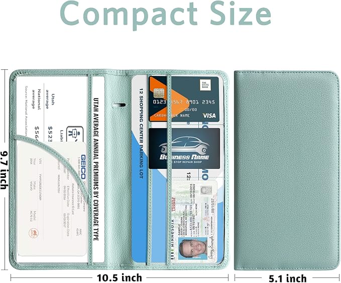 CoBak Car Registration and Insurance Holder - Vehicle Glove Box Car Organizer,Auto Truck Comparment Accessories Case with Magnetic Closure for Essential Document,Driver License,Cards