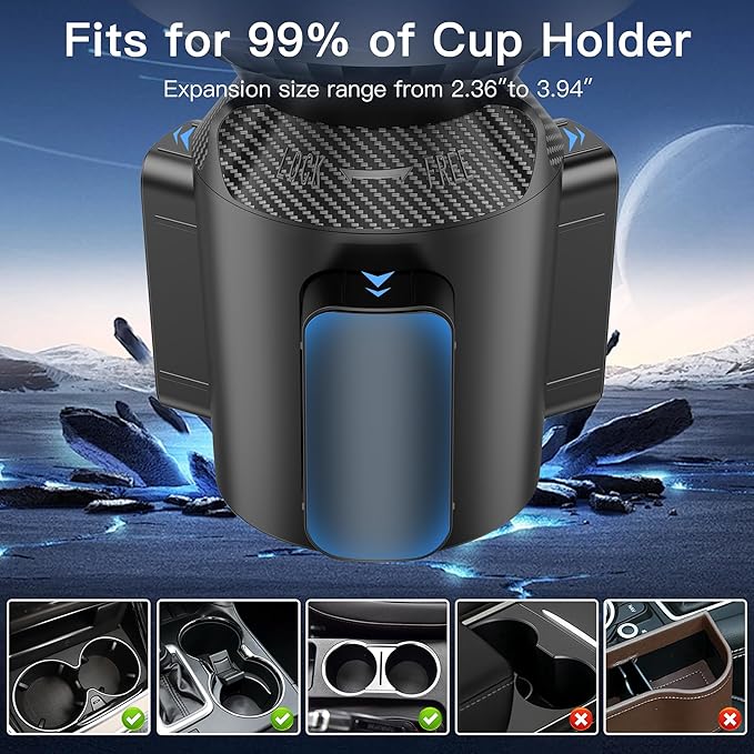 Cup Holder Phone Mount, Cup Phone Holder Expander [2026 Upgraded] 20.5" Height Adjustable Long Arm Phone Holder for Your Car Fit All 4.0-7.0in Smartphones iPhone Most Bottles