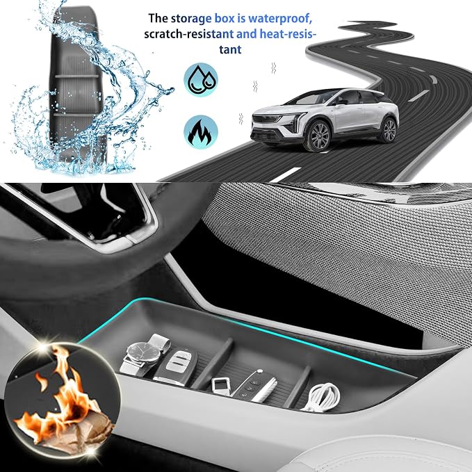 SHAOHAO 2 Pcs for 2025 2026 Cadillac Optiq Under Console Organizer for 2025 2026 Cadillac Optiq Accessories (Sport/Luxury) Lower Organizer & Cup Holder 2026 Optiq Space Expand Buttom Tray Easy Removal