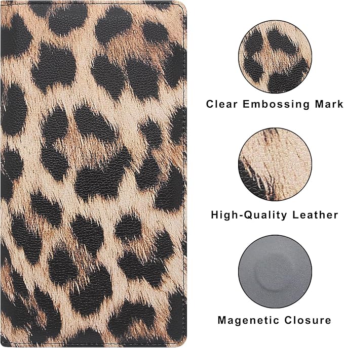 Car Registration and Insurance Holder, Premium Pu Leather Vehicle Glove Box Organizer - for Driver License, Cards & Essential Documents (L-Leopard)