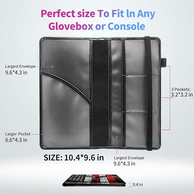 Car Registration and Insurance Card Holder, Rfid Blocking Leather Auto Car Document Holder,Vehicle Glove Box Driver License Card Document Organizer For Men women-Eagle on USA Flag