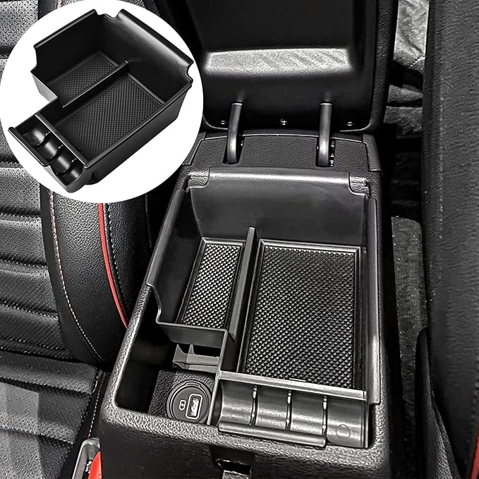 TACORBO Center Console Organizer Compatible with 2019 2020 2021 2022 2023 2024 Kia Forte GT Accessories, Forte LX/LXs/GT-Line/GT/GT Manual Insert Tray ABS Armrest Secondary Storage Box, Black