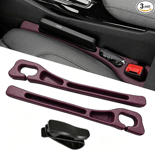 Car Seat Gap Filler Organizer, Car Organizer Front Seat 2-in-1 Storage No-Drop for Storing Phones, Keys, Fits Most Cars, Trucks, SUV (2Pcs, Red)