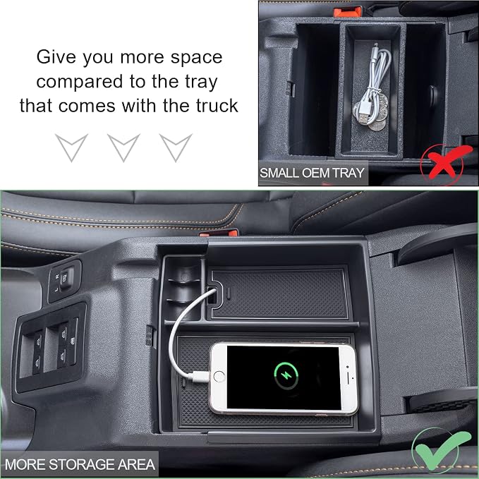 TOPINSTALL 21-24 Tray Compatible with 2021-2024 Ford Bronco & 2025+ Bronco 2-Door & 2025+ 4-Door Manual Transmission, Full Size Bronco Organizer (NO for 25 4-Door Automatic & Sport Model)