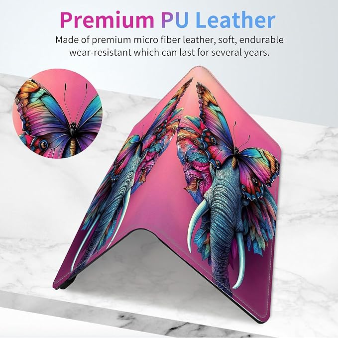 Car Registration and Insurance Holder,PU Leather Car License Document Insurance and Registration Card Holder Men Women Vehicle Glove Box Organizer Auto Accessories-Surreal Elephant Butterfly