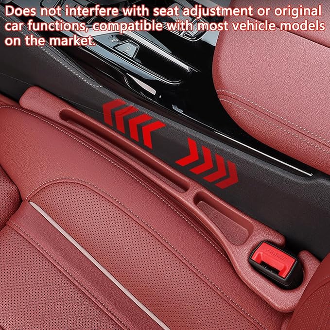 Car Seats Gap Filler Dual-Slot Car Seat Gap Organizer – with Belt Slot, Anti-Drop Gap Filler for Cars & SUVs – No More Lost Items, All Within Reach (2PCS)