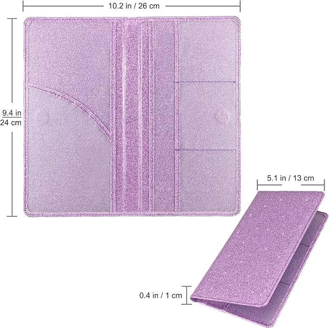 Car Registration and Insurance Holder, Premium Leather Insurance and Registration Holder,vehicle Glove Box Car Organizer, with Magnetic Shut for Cards, Driver License (Glitter Purple)