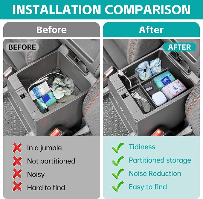 Center Console Organizer Tray Compatible with 2022-2026 Nissan Frontier S/SV/Pro-X/Pro-4X/SL Accessories, Armrest Storage Box for Nissan Frontier 2022 2023 2024 2025 2026