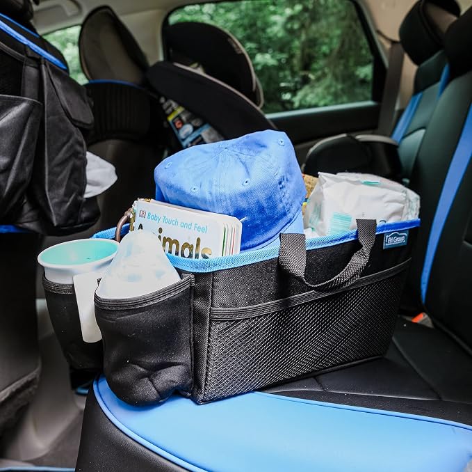 FH Group E-Z Travel Multi-Use Car Organizer with Cup Holders Back Seat Storage Blue