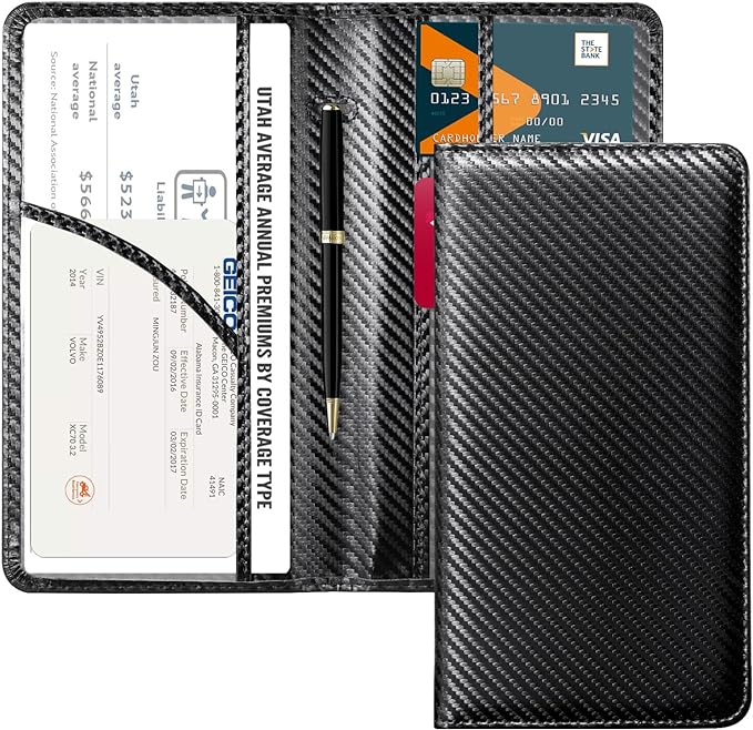 CoBak Car Registration and Insurance Holder - Vehicle Glove Box Car Organizer,Auto Truck Comparment Accessories Case with Magnetic Closure for Driver License,Cards
