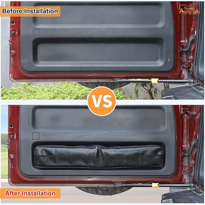 Aunginsy 1Pcs Trunk Organizer Compatible with Toyota FJ Cruiser 2007-2024+, Car Rear Tailgate Storage Bag Back Door Panel Storage Pocket Box Multi-Compartment Oxford Cloth Expansion Space Accessories