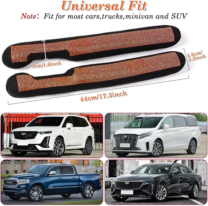 ToBeQueen Orange Seat Gap Filler, Handmade Crystal Diamond Rhinestone Orange Bling Car Accessories for Women, Universal Fit for Car SUV Truck(Orange)