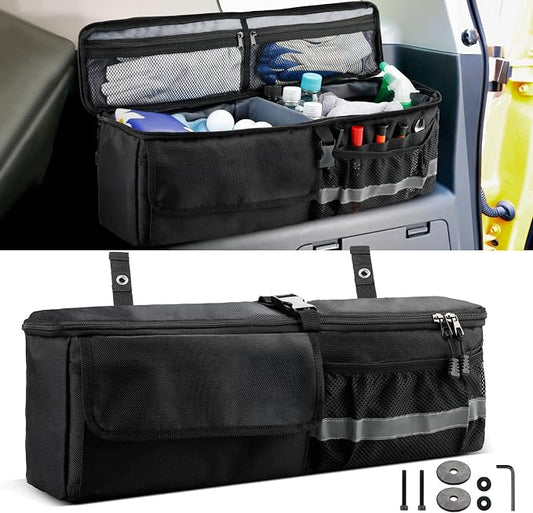 JDMON Car Storage Trunk Organizer with 1680D Oxford Cloth Car Bag Organizer Trunk Compatible with Toyota FJ Cruiser 2007-2021 Rear Storage Organizer Multifunctional Storage Bag with screws & wrench