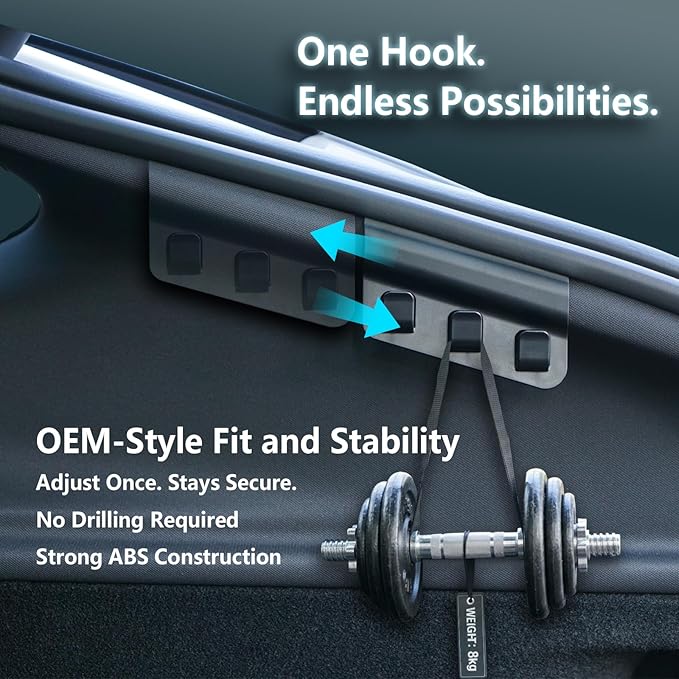 Upgraded Rear Trunk Grocery Bag Hook for 2025-2026 Tesla Model Y Juniper, High-Strength ABS Trunk Organizer Hook, Interior Storage Accessory (1-Pack)