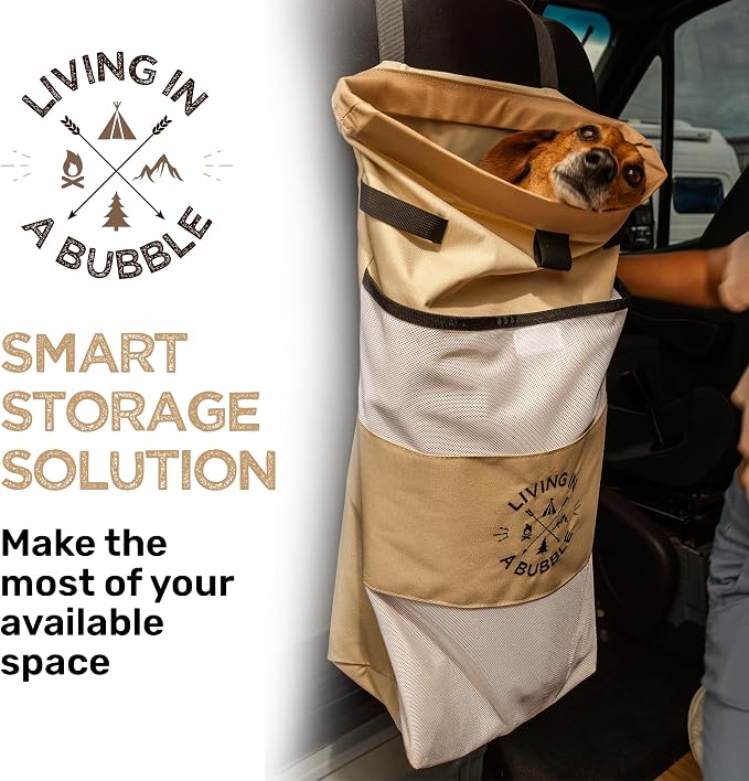 Living in a Bubble Wet Dry Laundry Bag – Portable Waterproof Laundry Hamper for RV, Campervan & Travel – Foldable Clothes Organizer with Separate Wet & Dry Compartments
