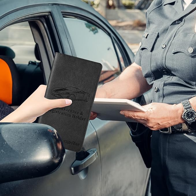 TILDOSAC 2Pack Leather Car Registration and Insurance Card Holder, Car Document Holder for Cards License with Magnetic Shut (Pink+Black)