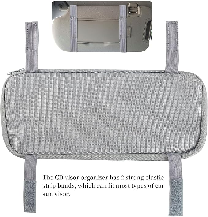 alavisxf xx Car CD Visor Holder, 12 Sleeves Organizer with Mesh Pocket | Durable Oxford Cloth, Holds 12 CDs/DVDs, 1 Pen Holder, 1 Back Inner Pocket, Disc Storage Organizer, Fits Most Vehicle Visors