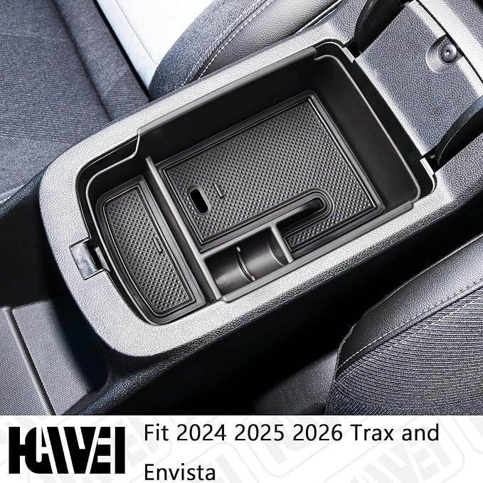 HGWEI Center Console Organizer Tray Compatible with 2024 2025 2026 Chevrolet Trax and 2024-2026 Buick Envista Interior Accessories Insert Armrest Secondary Storage Box Coin Holder, Black