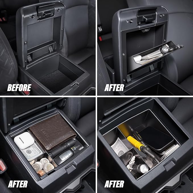 Carlimeki Center Console Organizer (3-piece set) for Tacoma 4th Gen (2024-2026) - Not for Hybrid - for Tacoma Accessories