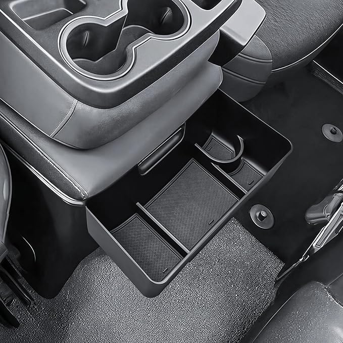 HGWEI Center Console Hanging Organizer Box Compatible with 2019-2026 Chevy Silverado/GMC Sierra 1500 and 2020-2026 2500HD 3500HD Accessories Front Hanging Tray (Fit Split-Bench Folding Seat Only)