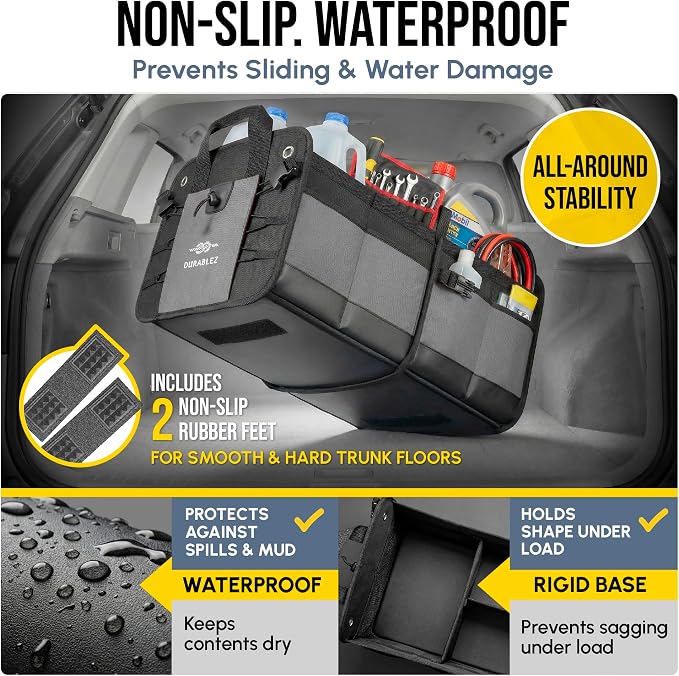 Modular 5-Section Trunk Organizer XL – Car Storage for Groceries, Tools, Sports Gear, Emergency Kits – Extra Large Multi-Module Cargo Box, Foldable, Detachable, Heavy Duty Design – Gray