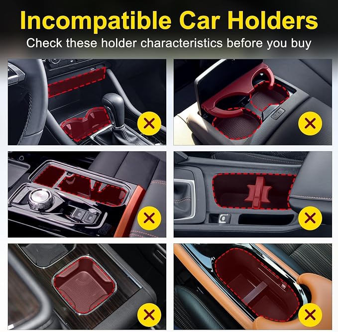Cup Holder Expander (Adjustable Holder & Base, Auto-Fit Hold, One Button Open), Car Cup Holder Expander for Yeti, Hydro Flask, Nalgene, Owala, Bottles in 2.6"- 4.8" (2 Pack)