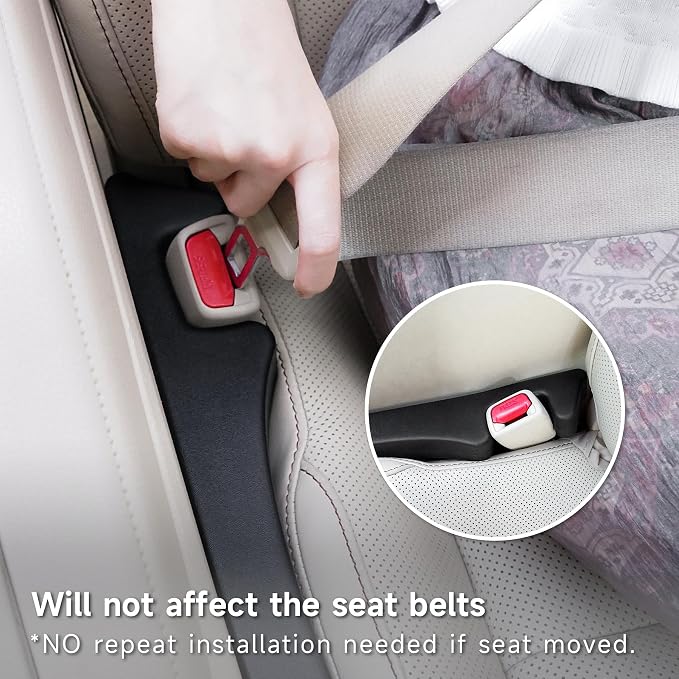 Car Seat Gap Filler Set of 2, Seat Side Gap Filler Fill Gap Between Seat & Console with Double-Sided Textured Design Soft Foam For Car SUV Truck, Seat Crevice Blocker Stop Things from Dropping