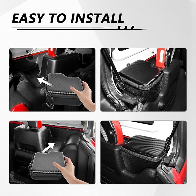 sukemichi Wheel Well Storage Bin for 2018-2023 Jeep Wrangler JL JLU 4XE Accessories, Rear Trunk Side Storage Box Cargo Organizer Cargo Tray for Wrangler JL 4 Door Accessories, With Lid