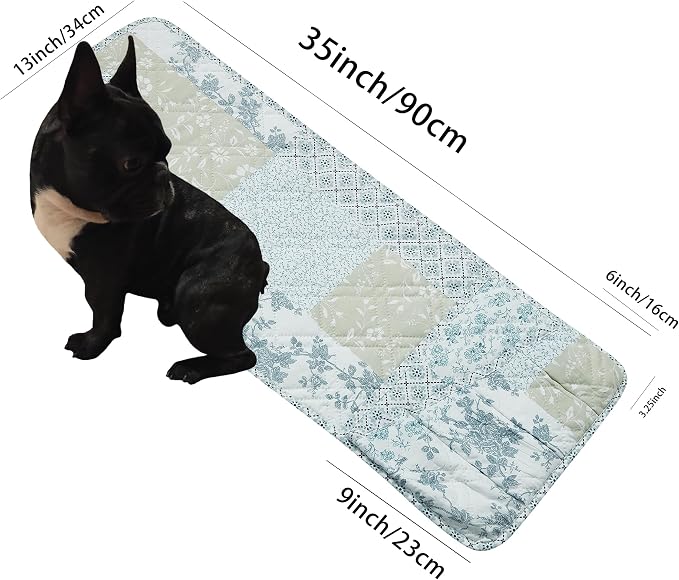 Brilliant Sunshine Multi Blue and Beige Floral Patchwork Couch Armrest Organizer, Non Slip Armchair Caddy for Sofa Recliner, Washable Remote Control Holder, Storage for Magazine, iPad (35"×13")